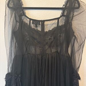 Black Lingerie Gown/ Cosplay /Morticia Costume XXL Metal Cross Accent By Widow